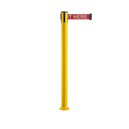Montour Line Stanchion Belt Barrier Fixed Base Yellow Post 11ft.Red Wait. Belt P400F-YW-PLEASRW-110